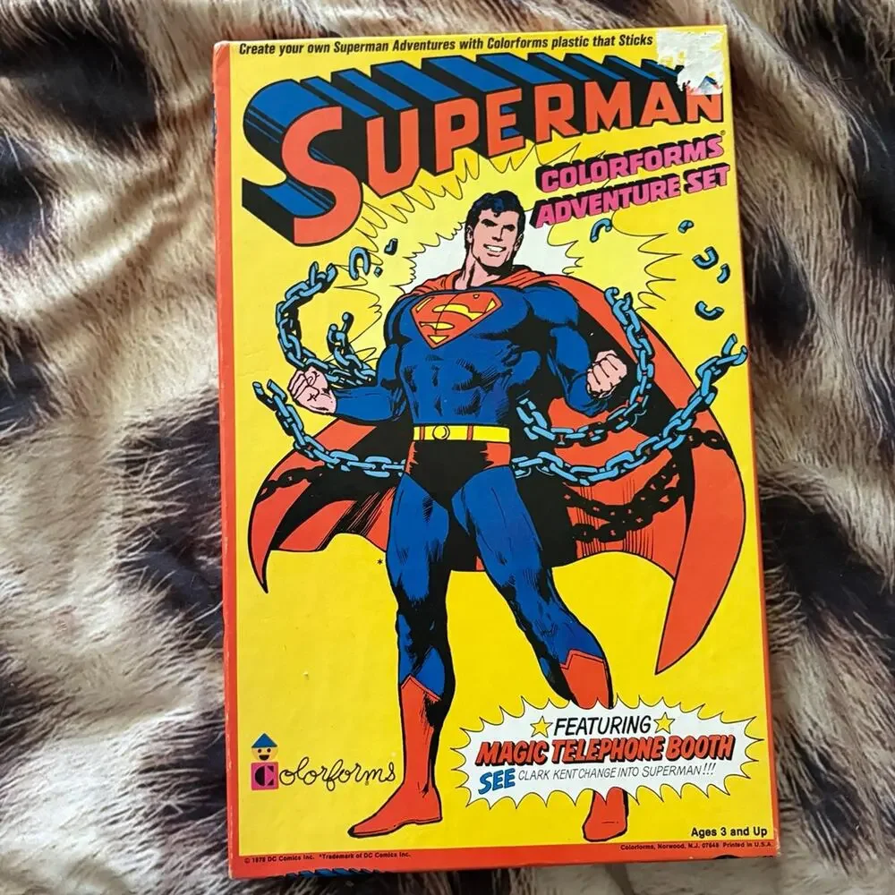 Vintage 1978 Superman Colorforms Adventure Set Complete Magic Telephone Booth DC